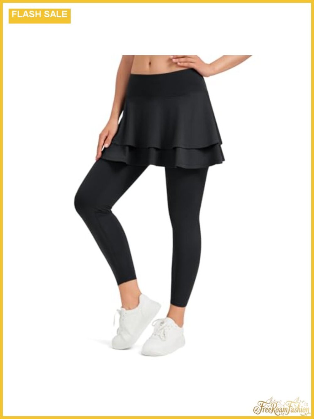 Skirted Leggings for Women 3 Pockets Full Length Flared Skort Athletic Tennis